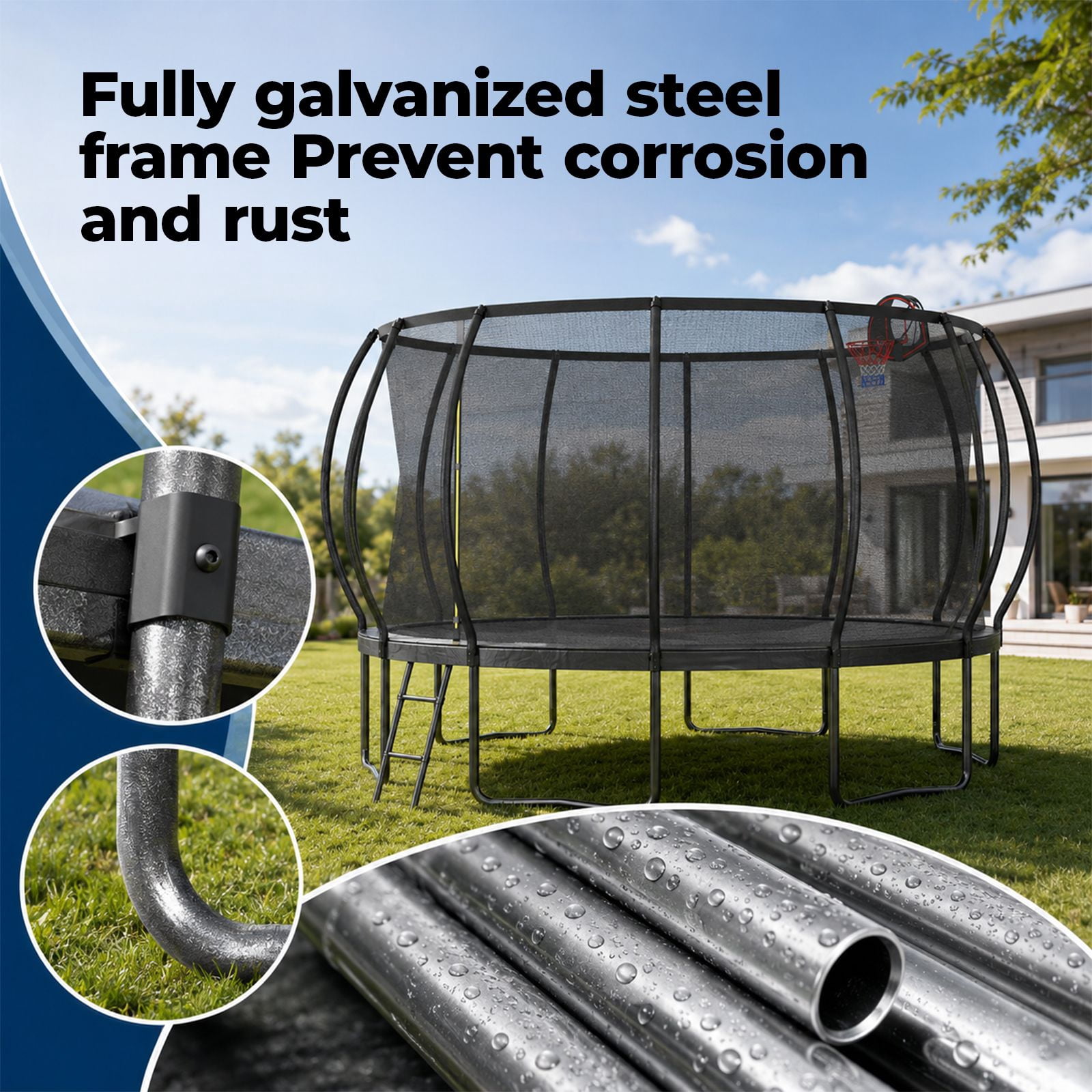 Alvantor 14Ft Trampoline for Kids & Adults, Pumpkin Trampoline with Enclosure Net and Ladder for Backyard Black Red