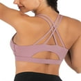 thumbnail image 3 of Women‘s Medium Support Cross Back Wirefree Removable Cups Solid Color Padded Yoga Sport Bra, 3 of 8