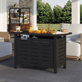 thumbnail image 1 of Clouddwell 42" Rectangle Propane Fire Pit Table – 50,000 BTU Outdoor Patio Heater with Removable Lid, Waterproof Cover & Lava Rocks, Black, 1 of 8