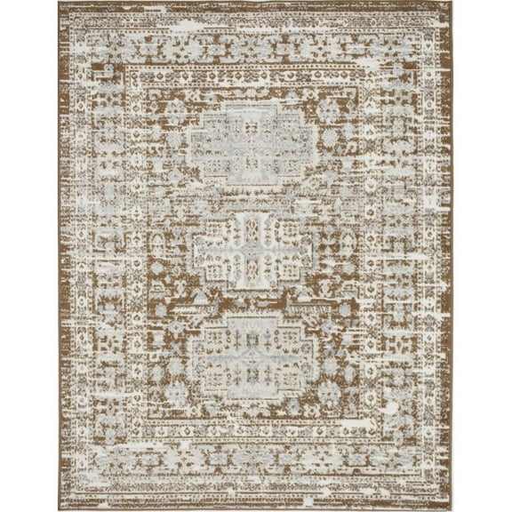 Rugs America Gallagher GL55E French Vanilla Sundara Vintage Transitional Brown Area Rug, 5'3"x7'