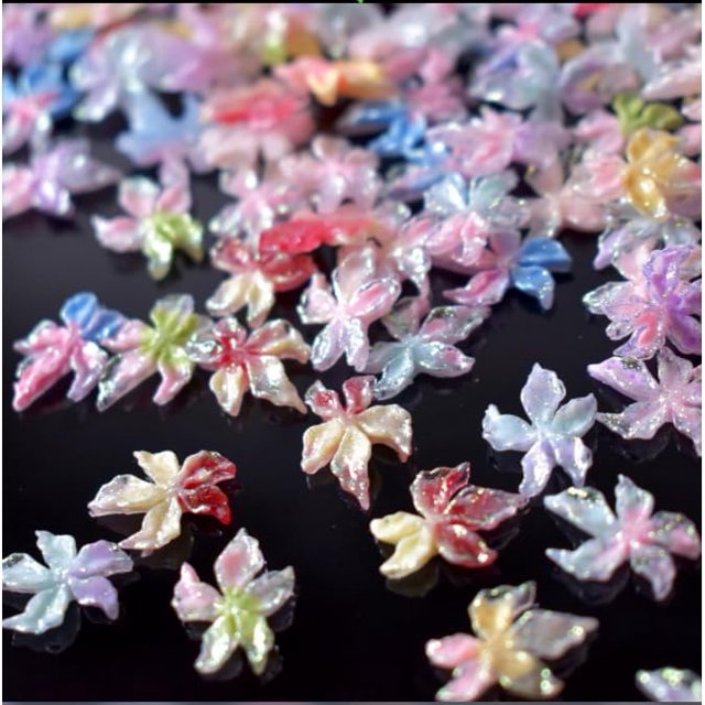 Colgantes para uñas UEYRSEDB, 80 unidades, 3D, con forma de flor hawaiana, hielo luminoso