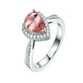 thumbnail image 2 of Pear Shape Halo 1.25 Carat Morganite and Diamond Engagement Ring for Women in 14k White Gold, 2 of 2