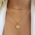 thumbnail image 1 of Collier Pendentif Imperméable Multi-Usage Lettre Brillante Collier en Or Superposé pour Cadeau, 1 of 7