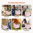 thumbnail image 4 of KFFKFF Collapsible Utility Cart, 65L Portable Folding Crate with Stair Navigating & 360° Rotating Wheels, Handheld Cart with Extendable Handle for Office Shopping Relocation Educator, Pink, 4 of 9