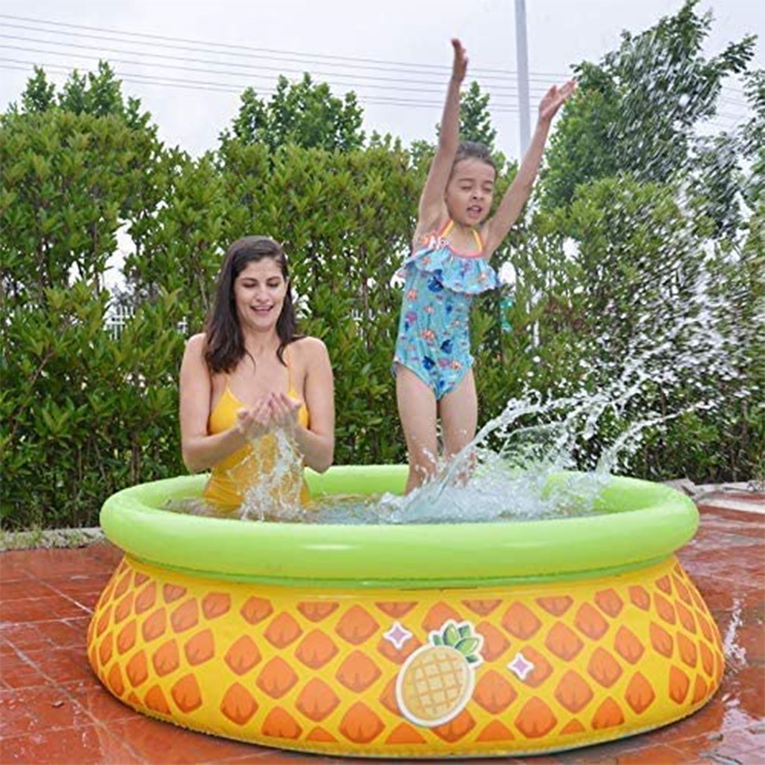 JLeisure Sun Club 17789 5' x 16.5" 3D Pineapple Inflatable Outdoor Kiddie Swimming Pool
