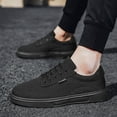 thumbnail image 2 of Wotryit Mens Shoes Men Casual Shoes Fashionable and Simple Solid Color New Pattern Flat Bottomed Comfortable Lace Up Canvas Sneakers,Running Shoes for Men,Shoes for Men(Color:Black,Size:7.5), 2 of 8