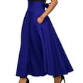 thumbnail image 2 of EQWLJWE Womens Vintage Maxi Skirts,High Waist Solid Color A-Line Skirts Large Swing Flowy Elegant Party Skirts with Pockets Gift Blue XXL, 2 of 6