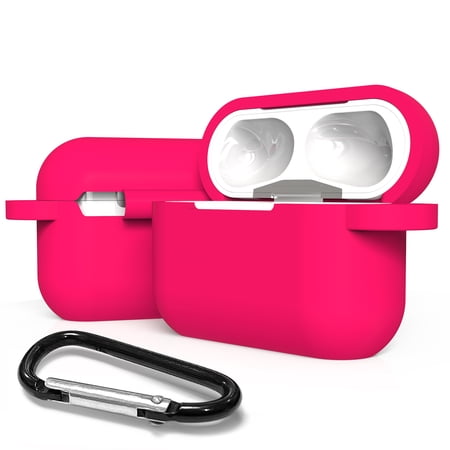 Beyond Cell Silicone Hot Pink Soft Case Cover W/ Keychain Clip Designed for Airpods Pro Charging Shock-Absorbing Case Protection