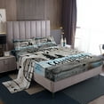 thumbnail image 1 of YST Boho Camper Decor Bed Sheets Twin Happy Camping Sheet Set Rv Accessories Bedding For Travel Trailers Bunks,Rustic Farmhouse Stars Moon Fitted Sheet Blue Grey Flat Sheet 3 Pcs, 1 of 5