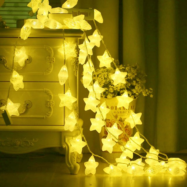 Coofit Battery Operated String Light: 9.8ft 20 LEDs Star Shape Fairy Light String Lamp