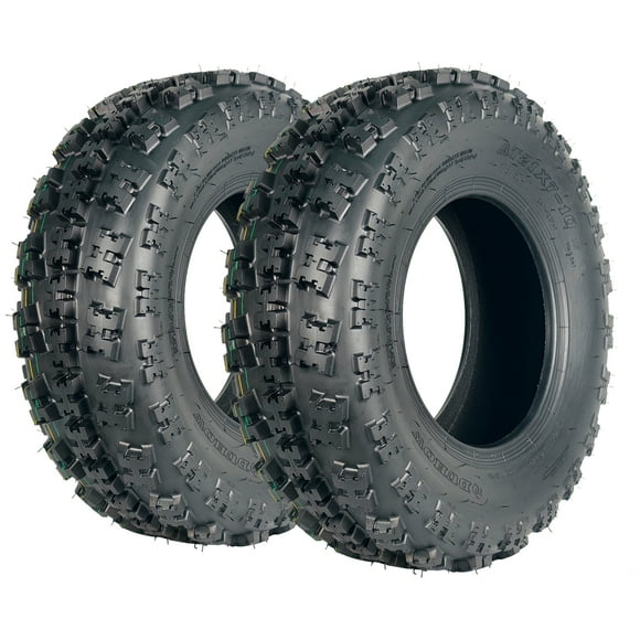 21x7-10 Heavy Duty ATV/UTV Tires (2-Pack, Black) - 6-Ply Tubeless Front Tires with Knobby Grip for Off-Road & Mud - Fits 10" Rims