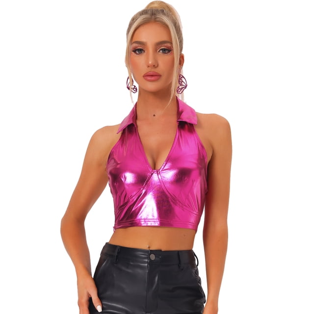 Corpiño Halter Ajustador Rosa Caliente L Allegra K