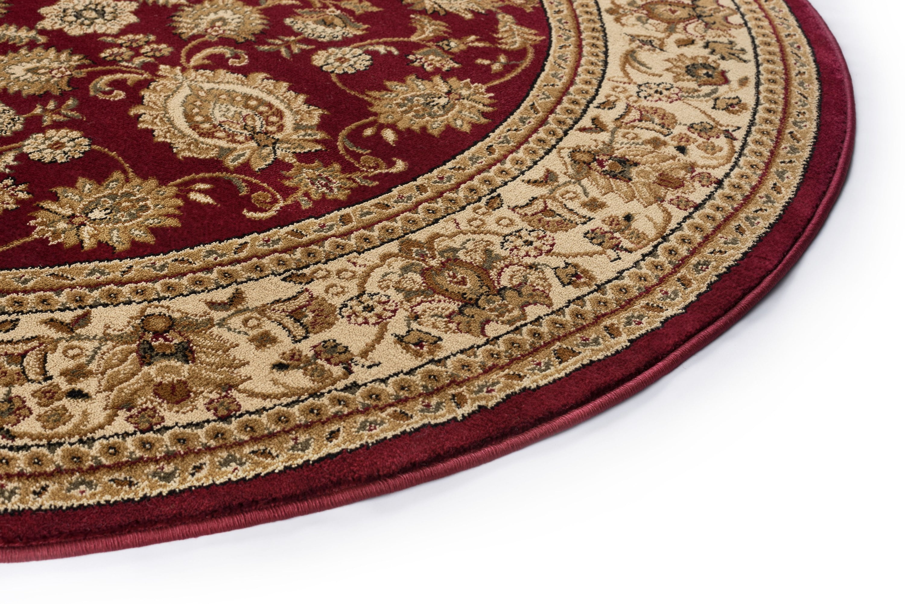 Sensation Transitional 8' Round Red and Beige Polypropylene Indoor Area Rug