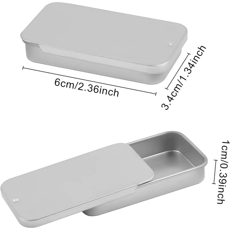 20 Pack Metal Slide Top Tin Containers Platinum Small Tin Containers for  Lip Balm Crafts Storage Kit 2.4x1.3x0.4'' 