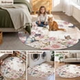 thumbnail image 5 of Vintage Pink Flowers Round Area Rug 8Ft Washable Large Circle Rugs for Living Room Dorm, Spring Floral Butterfly Retro Art Non-Slip Carpet Floor Mats Indoor Outdoor Carpet Runner Aesthetic Home Decor, 5 of 8