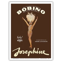 Josephine Baker - African American Entertainer - Bobino Music Hall France - Vintage Theater Poster by Guy Ventouillac c.1975 - Master Art Print (Unframed) 9in x 12in