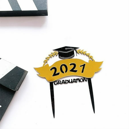 

5Pcs Cake Decor Lovely Patterns Decorative Class of 2021 Graduation Cake Inserts for Party Blue Acrylic