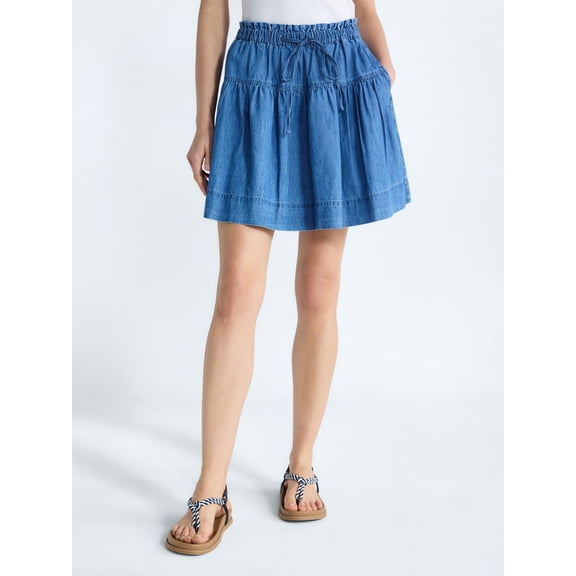 Free Assembly Women's Tiered Denim Mini Skirt, Sizes XS-XXL