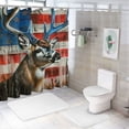 thumbnail image 7 of Orinice Deer American Flag Bathroom Decor Set, Colorful Luxurious Graphic Print Polyester Fabric Home Bathtubs Curtain Decoration with Hooks 60x72, 7 of 7
