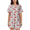 thumbnail image 1 of Balery Cute Christmas Hat Penguin Conjunto de Pijama para Mujer con Estampado, Dos Piezas de Manga Corta y Shorts, Ropa de Dormir Suave con Cuello Redondo y Bolsillos-Small, 1 of 6