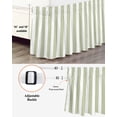 thumbnail image 3 of Sage Green Striped Bed Skirt King Size, Modern Farmhouse Sage Green White Stripes Wrap Around Bed Skirting with Adjustable Elastic Strap, Dust Ruffled Pleated Bedskirts 18 Inch Drop for Bedroom Beds, 3 of 9