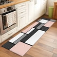 thumbnail image 2 of Modern Geometric Pink Black 2'x6' Runner Rugs for Hallway Kitchen Bedside Non Slip, Abstract Minimalist Color Blocks Entryway Rug Runners with Rubber Backing, Long Carpet Runner for Laundry Room, 2 of 8