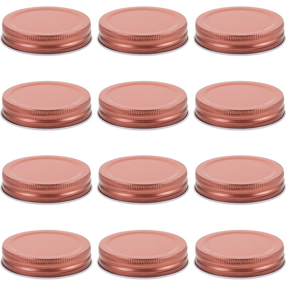 HEMOTON  12 Pcs Jar Lids Covers for Home Tinplate Reusable Rose Gold