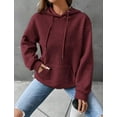 thumbnail image 5 of Women Fall Hoodies Sweater Casual Pullover Waffle Casual Long Sleeve Shirts Drawstring Loose Hooded Sweatshirt with Pocket, 5 of 6