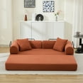 thumbnail image 5 of 78.5" Orange Corduroy Sofa Bed, Convertible Folding Futon Couch with 2 Pillows, Fold Out Foam Spring Floor Mattress for Living Room, Apartment, Office, 5 of 17
