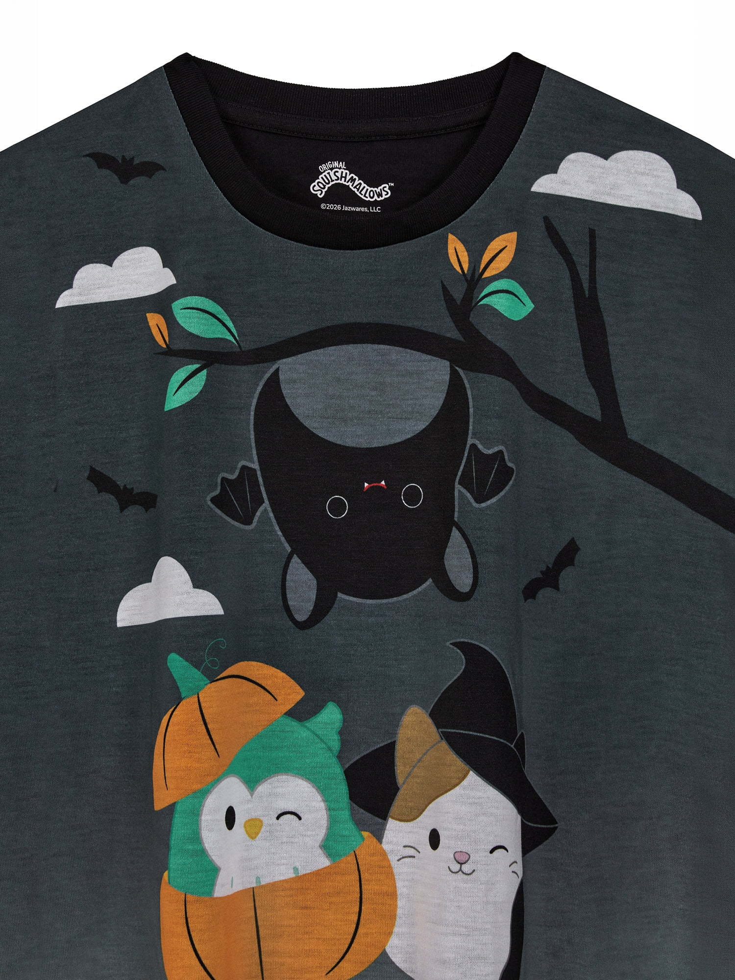 Squishmallows Girls Halloween Short Sleeve Sleep Top and Shorts Pajama Set, 2-Piece, Sizes 4-12