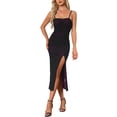 thumbnail image 2 of INSPIRE CHIC Women's Mesh Sleeveless High Slit Party Club Bodycon Maxi Dresses M Dark Purple, 2 of 6