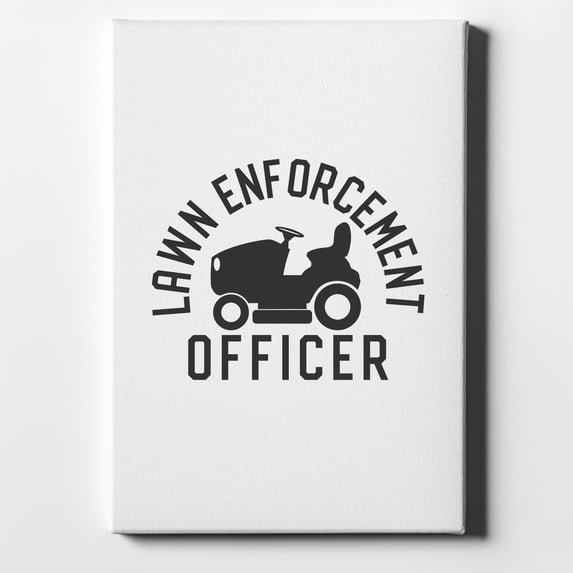 Lawn Enforcement Officer, Lawnmower - 8" x 10" - Decorative Canvas Wall Art - White Edge - 5/8" Gallery Wrapped