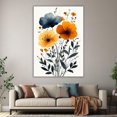 thumbnail image 6 of Mudket Blue and Orange Poppies Canvas Wall Art, Framed Ready to Hang, Modern Floral Wall Decor for Living Room Bedroom Office, Abstract Botanical Print - 12"L x 8"W, 6 of 10