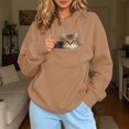 thumbnail image 2 of NOLDARES Womens Pet Pouch Hoodies with Kangaroo Pocket Oversized Trendy Sweatshirts Outside Kitten Puppy Carrier Holder Sweatshirts Cat Hoodie with Pouch(Q308-Khaki), 2 of 9