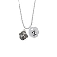 thumbnail image 2 of Delight Jewelry Silvertone Large Pirate - Mascot Silvertone Script Initial Disc - I - Charm Necklace, 20"+3", 2 of 4