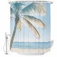 thumbnail image 2 of Blue Coastal Waterproof Fabric Shower Curtain,Summer Palm Trees Vacation Watercolor Waterproof Fabric Shower Curtain for Bathroom Curtains Bathtubs Shower Curtains with 12 Hooks Extra Long 72x96, 2 of 8
