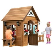 Backyard Discovery Aspen Cedar Wooden Kids Playhouse, Play Kitchen, Snack Bar Window