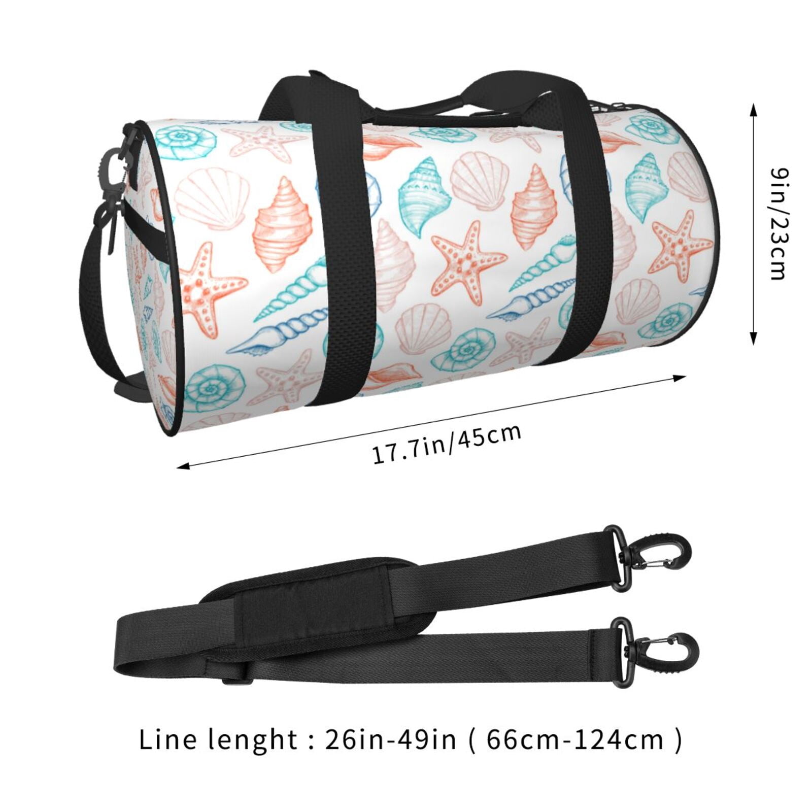 Vsdgher Colorful Seashells1 45L Foldable Duffel Bag, Sports Gym Bag,Overnight Bag, Portable Weekender Bag for Airplanes