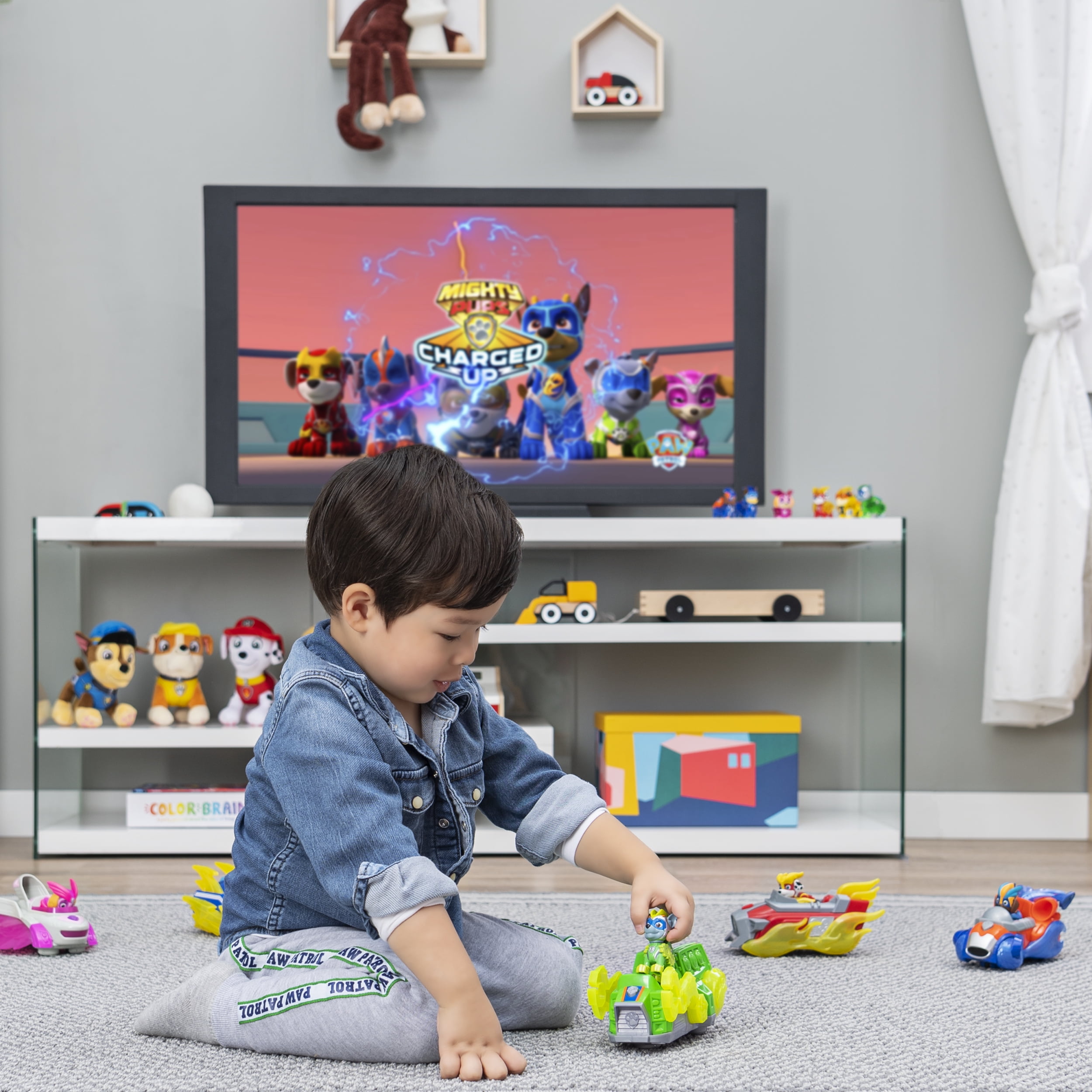 PAW Patrol, Mighty Pups Charged Up Rocky’s Deluxe Vehicle with Lights and  Sounds