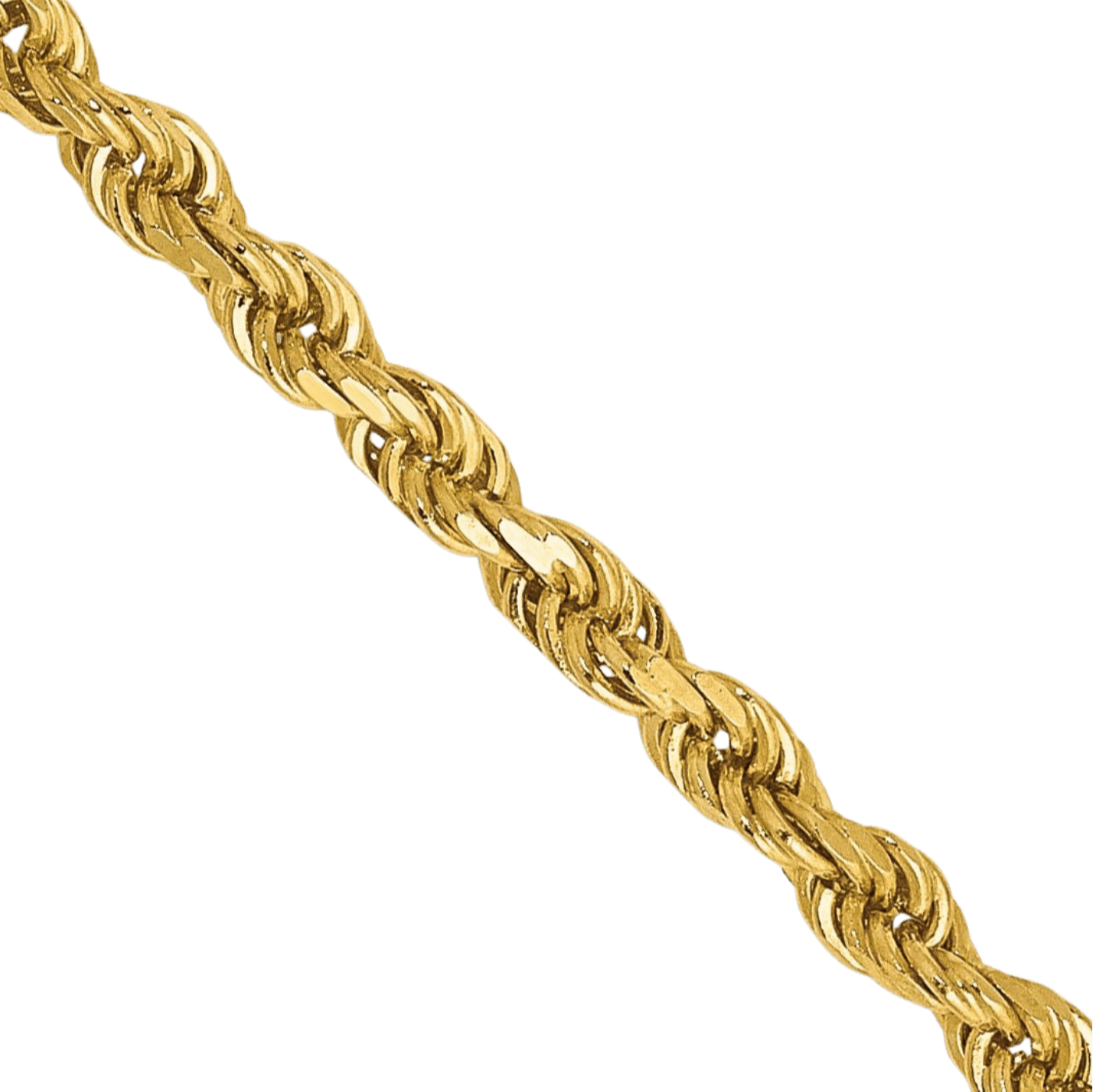 10K Solid Yellow Gold 2.5mm Rope Chain Twisted Link Necklace
