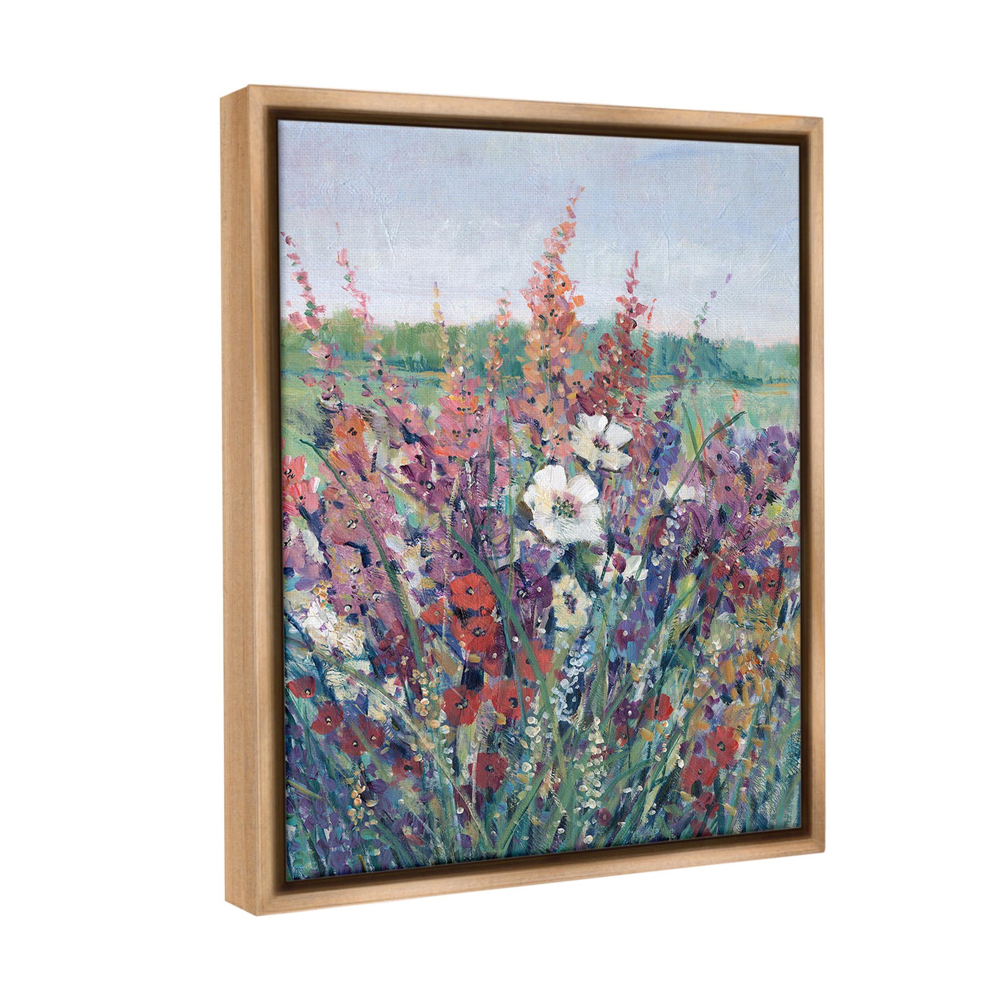 Stupell Industries Blooming Country Botanicals Botanical & Floral Painting Brown Floater Framed Canvas Art Print Wall Art, 25 x 31