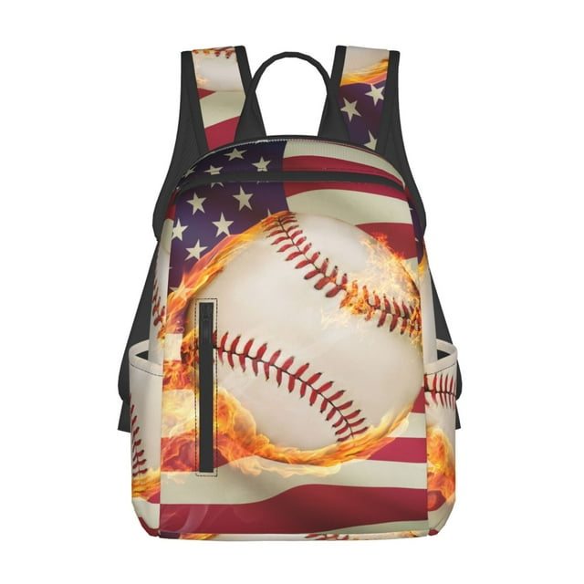 Balery Baseball Ball With Flag Mochila Ligera para Hombres y Mujeres – Resistente y Impermeable, Ideal para la Escuela, el Trabajo, los Viajes y el Uso Diario