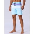 thumbnail image 2 of DARING DIVA Men's Drawstring Waist Pool Beach Striped Swimming Shorts 34 Sky Blue, 2 of 6