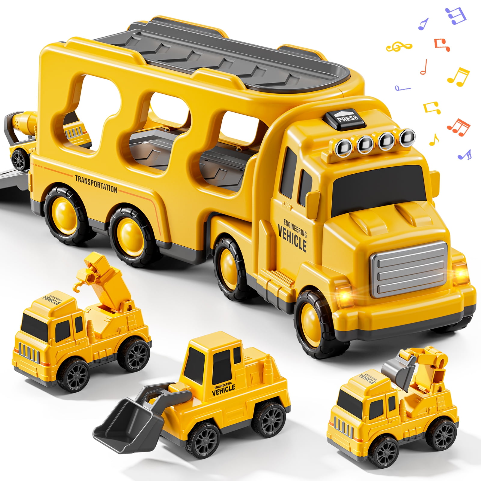 Lucky Doug Truck Toys for Kids Boys, Car Set Boys Toys Ages 2-5, Birthday Gift for 1 2 3 Years Boys