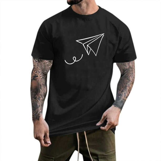 Playeras Deportivas Para Hombre, Camiseta Informal De Verano Con Estampado De Avión De Papel, Blusa De Manga Corta Con Cuello Redondo