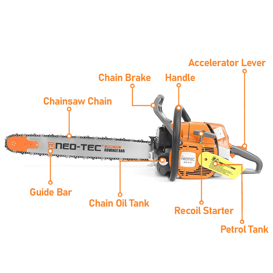 NEOTEC NS872 72cc 25 Inch Gas Chainsaw , 4.9HP Professional Power