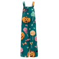 thumbnail image 4 of Womens Halloween Jumpsuits Skull Pumpkin Halter Backless Funny Rompers Skeleton Castle Wide Leg Horror Overalls, 2XL, 4 of 5