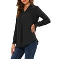 thumbnail image 4 of Allegra K Women's Point Collar Pleated Front Casual 3/4 Sleeve Blouses, 4 of 6