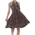 thumbnail image 4 of FREE PEOPLE Womens Brown Ruffled Ikat Halter Mini Fit + Flare Dress  Size: S, 4 of 5