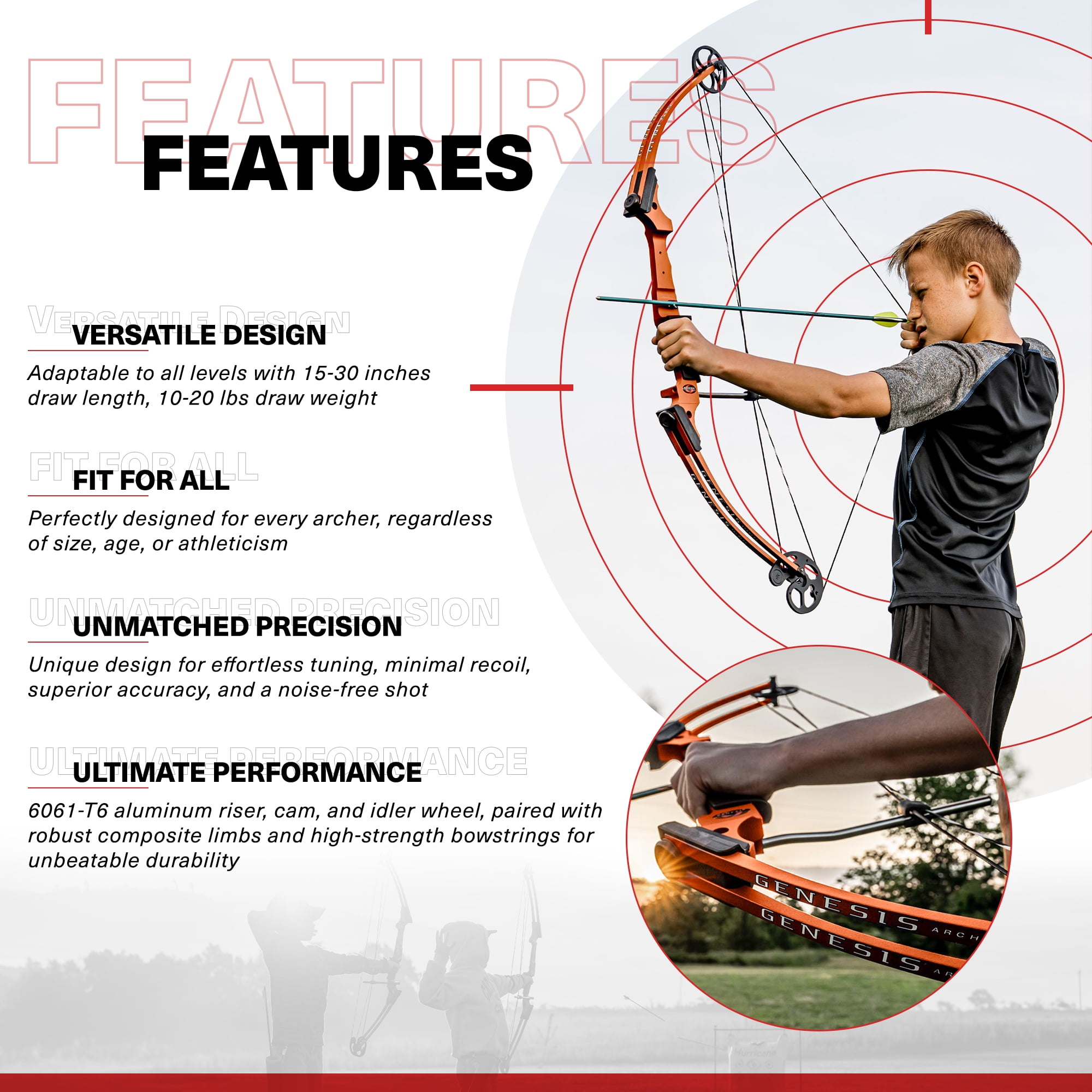 Genesis Archery Original Adjustable Left-Handed Compound Bow (2 Pack)